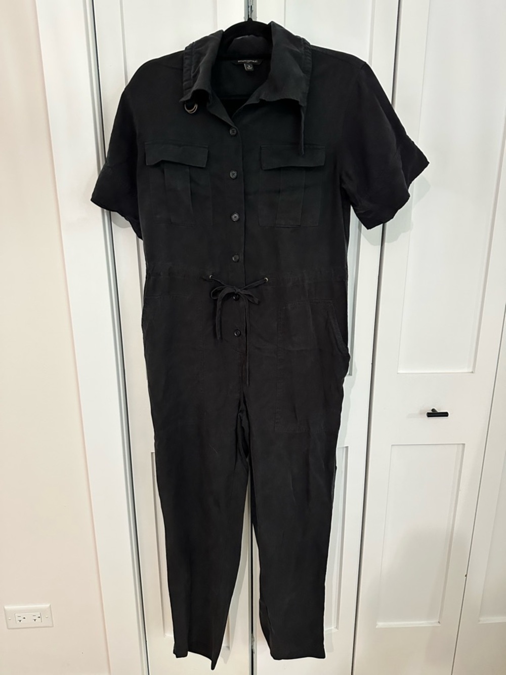 Banana Republic Black Short-Sleeve Utility Jumpsuit